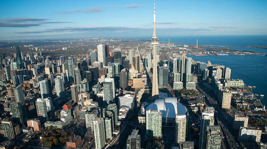 A bird's eye view of Toronto downtown.