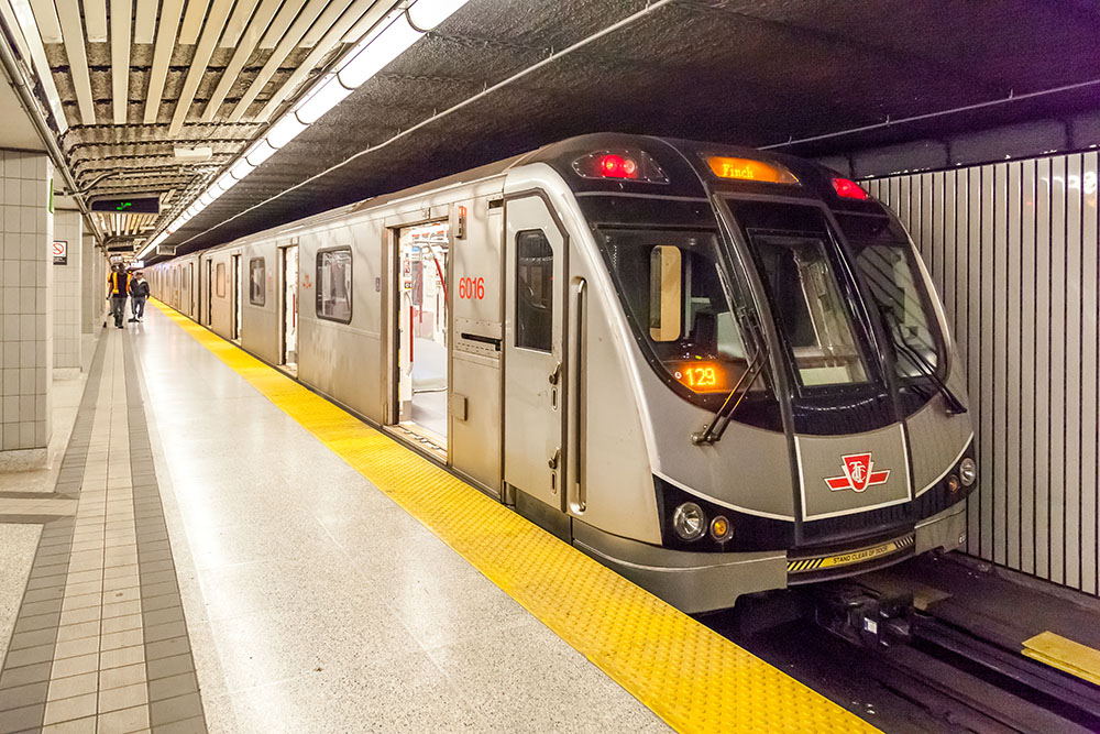 A TTC subway pulls into Finch Station in Toronto.