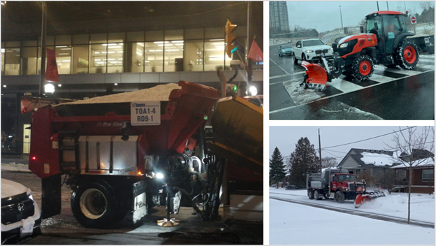 Collage of images of contracted winter maintenance equipment